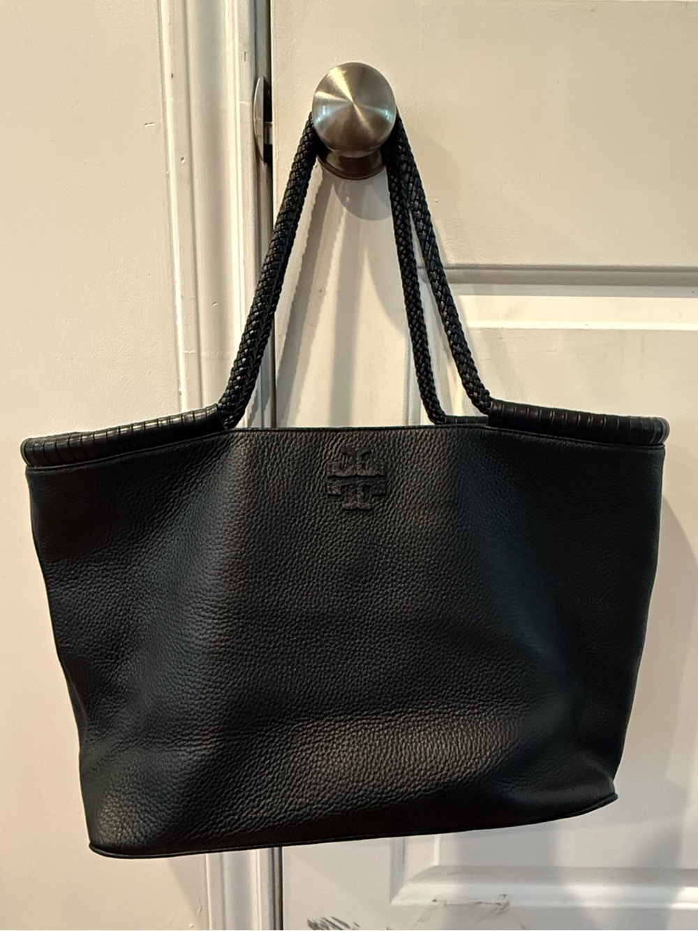 Tory Burch Large Taylor Black Pebbled Leather Tote Bag